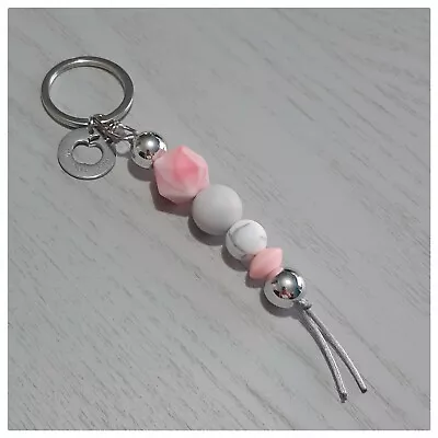  Teach Inspire Grow  Silicone Bead Keyring Silver Accents Teacher Beaded Gift • $16.95