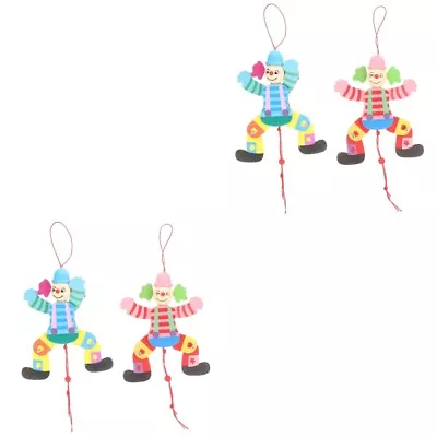  4 Pcs Kids Marionette Toy Crafts For Adults Pull Line Clown Cartoon • £13.48