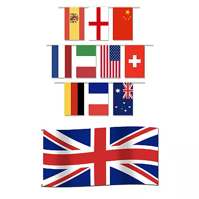 International Flag Bunting 9m/30 Ft. + Union Jack Flag For Olympics World Cup • £4.99