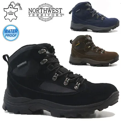 Mens Northwest Leather Boots Waterproof Work Walking Hiking Ankle Shoes Trainers • £34.95