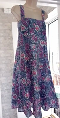 £5.99 • Buy Smock Dress Flared Hem By Brain Tree Size 1 Fit 6,8,10 Summer Garden Party