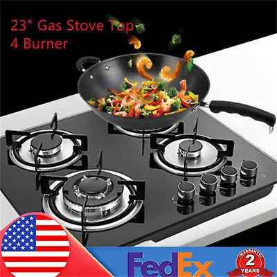 23  4-Burners Gas Cooktops Stove Top Tempered Glass Built-In / Integrated Hood • $157.70