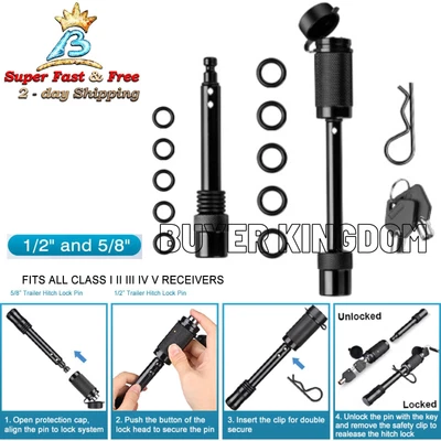 $24.74 • Buy Hitch Pin Lock Receiver RV Truck Trailer Boat Tow Locking Pins Set 5/8  & 1/2 