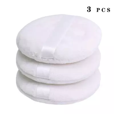 3 PACK Powder Puff Large Velour Body Makeup Puff With Satin Ribbon USA Seller • $5.99