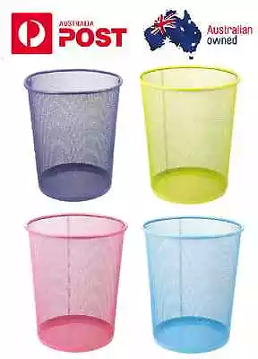 1 X Colourful Mesh Waste Paper Basket Office Metal Dustbin Rubbish Bins Trash • $12.45