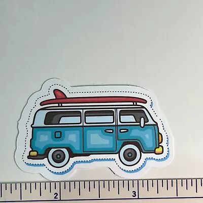 $3.99 • Buy Hippie Van With Red Surfboard Blue  Love Flowers Bus VW - Vinyl Sticker Decal