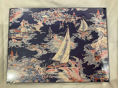 LAURA ASHLEY Blue Boats Coastal Scene Riviera Nautical PLACE MATS X 4 BNIP GIFT • £15.99