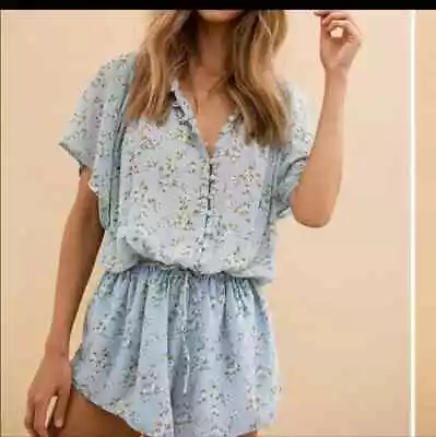 Blue Floral Printed Women's Playsuit/ Size XS • $26