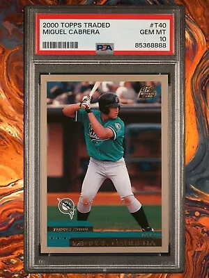 2000 Topps Traded T40 Miguel Cabrera PSA 10 Gem Mint Rookie RC Investment Psa 10 • $199