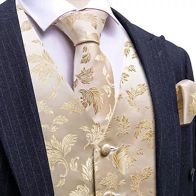 Men's Solid Satin Tuxedo Vest Tie And Hankie. Formal Dress Wedding Prom • $23.99