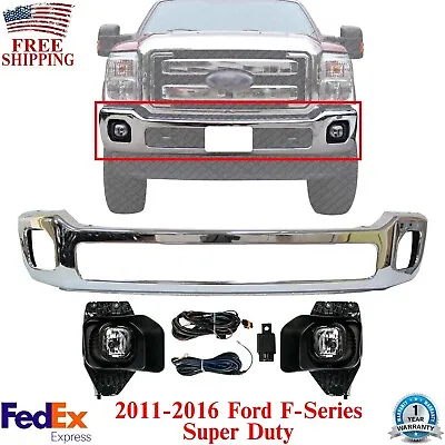 Front Bumper Chrome Steel + Fog Lights Assembly For 2011-2016 Ford F-250 F-350 • $435.87