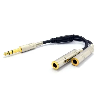 PRO 6.35mm 1/4 Inch Stereo Jack Splitter Cable Adapter Lead Plug To 2 X Sockets • £6.64
