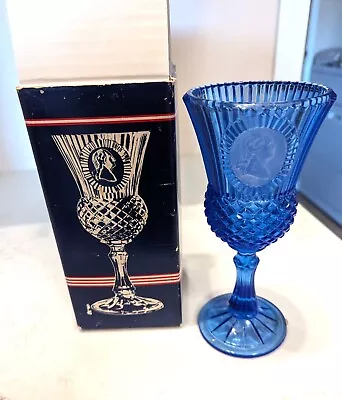 Vintage 1976 Avon Fostoria George Washington Cobalt Blue Wine Goblet- 8   • $14.99