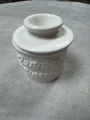 Vintage 1997 Butter Bell Dish White Raised Floral L. Tremain Fresh Creamy !! • $29