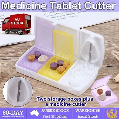 $5.14 • Buy Portable Pill Cutter Box Tablet Splitter Divider Convenient Medicine Organizer