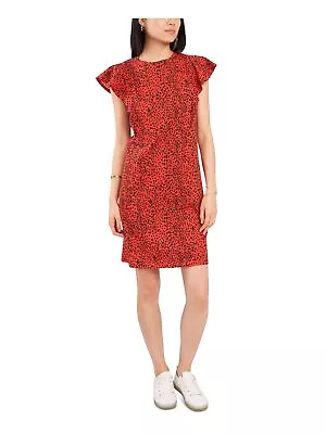 VINCE CAMUTO Womens Red Flutter Sleeve Round Neck Short Party Dress L • $5.94