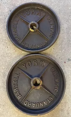 Vintage York 45 Lb Deep Dish Olympic Weight Plates • $600