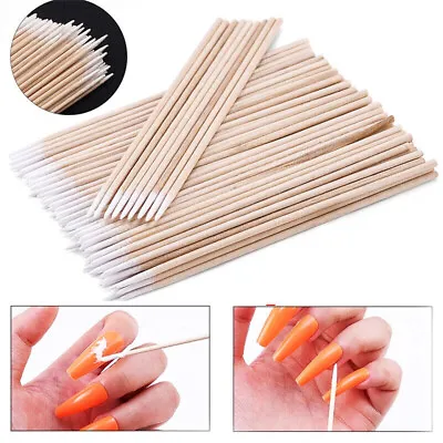 100Pcs Sharp Pointed Cotton Swabs Applicator Tips Wooden Sticks Bud Novelty New • £2.81