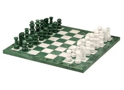 Chess Set Marble 16  Green White Large Size 3 3/8  King NEW OLD Stock  • $75