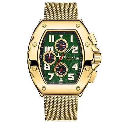 Mens Automatic Watch Gold Dimensional Stainless Steel Mesh Band GAMAGES • £59.99