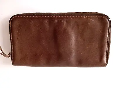 Vintage Designer Miu Miu Women`s Purse Brown Leather Size 7.5inch X 4inch • £32