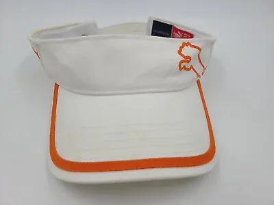 Puma Distressed Sun Golf Visor Adjustable Hat Cap Tennis Men Women White Orange • $10.79