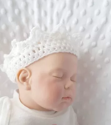 Crochet Baby Girl White  Crown Headband Handmade • £7.95