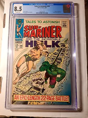 $5.50 • Buy Tales To Astonish #100  Cgc 8.5  Off White Pages (1968)  Hulk V Subby!!! Nice