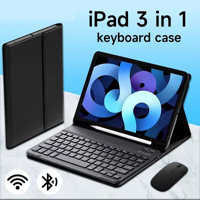 For IPad 6/7/8/9/10th Gen Air 4 5 10.9 Pro 11 Bluetooth Keyboard Case With Mouse • £9.99