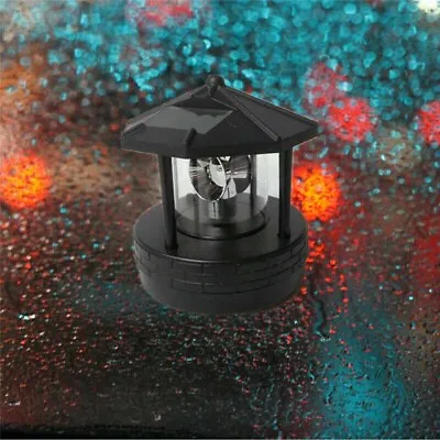 Solar Powered Lighthouse Rotating Outdoor Garden LED Bulb Ornament Waterproof • £13.59