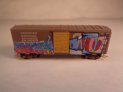 N Micro-Trains Line 40' Rib Side Box Canadian National Car Graffiti Weathered • $28