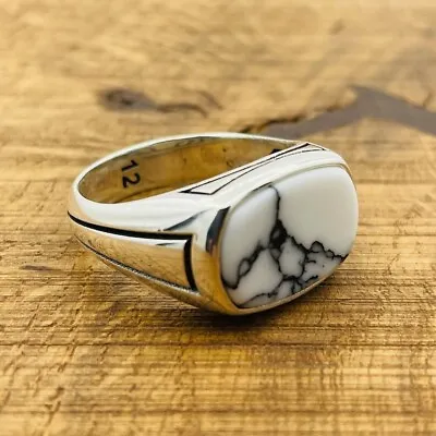 White Turquoise Stone Ring 925 Sterling Silver Ring Men's Ring Jewelry For Men's • $55.25