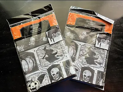 HALLOWEEN SKELETONS WITCH SPIDER SKULLS BATS TABLE COVER DECORATIONS Set Of 2 • £9.65