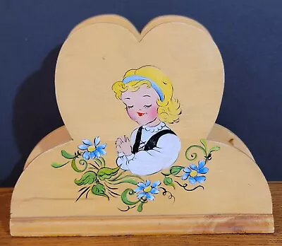 Mid Century Dutch Girl Decorative Wood Napkin Holder Kitchen Folk Art 1950s • $25