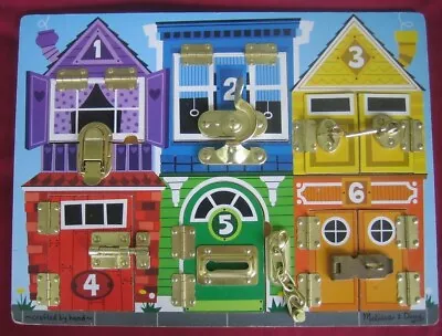 MELISSA & DOUG ~ Latches Board ~ Wooden Doors Windows UNLATCH & OPEN ~ Puzzle • $9