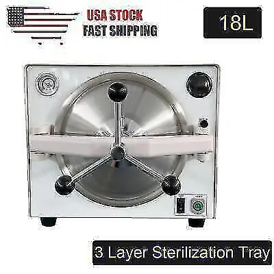 Medical Dental Steam Sterilizer 18L 900W Autoclave CE Certified 110V Lab • $530