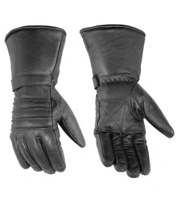 Men's Cold Weather Insulated Repellant Gauntlet Black Motorcycle Riding Gloves • $23.88