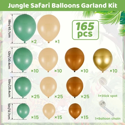 165Pcs Green Brown Balloon Garland Arch Kit Reusable Sage Green Sand White MaiWH • $25.69