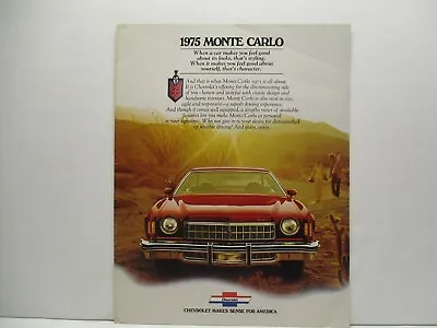 $8.99 • Buy 1975 Chevy Monte Carlo Car Dealer Brochure Parts Oil Gas Sign Race Vintage USA