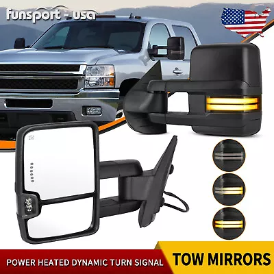 Dynamic Turn Signal Tow Mirrors For 07-13 Chevy Silverado 1500 2500 Power Heated • $120.90