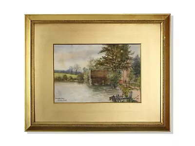 1905 Antique Watercolor Painting Landscape Sutton Park Edwardian Artwork Lake • £180