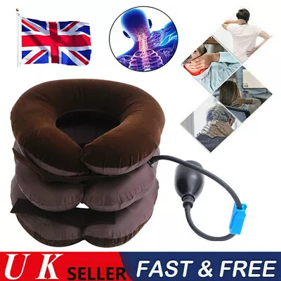 Inflatable Cervical Collar Neck Relief Traction Brace Support Stretcher Device • £7.24