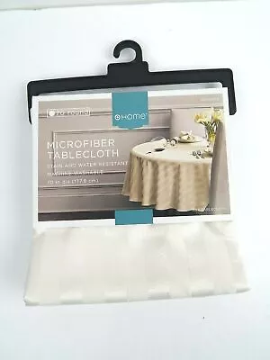 Home Microfiber Fabric Tablecloth 70  Round Stain & Water Resistant Ivory Stripe • $23.76