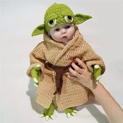 Baby Yoda Mandalorian Handmade Knitted Star War Newbaby Outfit Costume Cosplay • £14.95