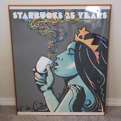 Vintage Starbucks 25 Years X Milton Glaser Coffee Art Poster - 25th Anniversary • $198