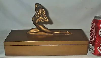 ANTIQUE USA ART DECO NUDE LADY McCLELLAND BARCLAY BRONZE STATUE BOX FRANKART ERA • $1095