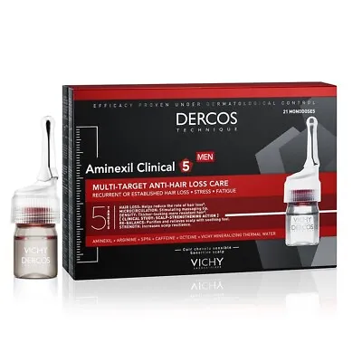 £69.99 • Buy Vichy Dercos Aminexil Clinical 5 Men - 21x6ml - Anti-Hair Loss Treatment