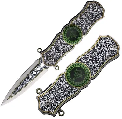 Masonic Spinner Folding Knife 2.5  Stainless Blade Aluminum Handle W/Spinner • $16.99