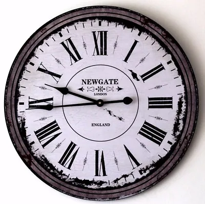 Large 60cm Wall Clock Shabby Vintage Style Home Bar Pub Hotel Office Decoration  • £26.99