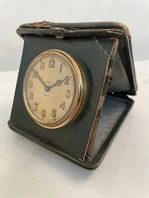 Vintage Elgin Travel Dash Car Automobile 8 Day Clock W/leather Case Parts/repair • $39